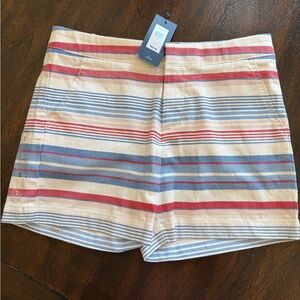 Tommy Hilfiger NWT Striped Cotton Blend Women's Shorts in Cream, Blue & Red